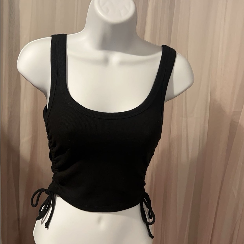 ZARA- Black Runched Tank/Crop Top